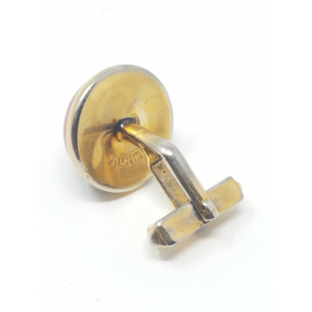 Vtg‎ Swank cufflinks pink glass Cabochon gold tone men accessories old money